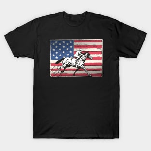 American Flag Vintage Horse Race Flag T-Shirt